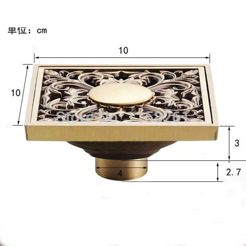 Antique Brass Floor Drains 10cm Shower Floor Drain Bathroom Deodorant  Square Waste Drain Strainer Cover Grate|strainer pipe|strainer meshstrainer filter - AliExpress