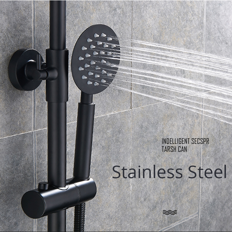 Matte black Shower Faucet Bathroom Shower Mixer Tap with Shelf 8" Rainfall Shower Mixer System with Sliding Bar Swivel Tub Spout|Shower Faucets|   - AliExpress