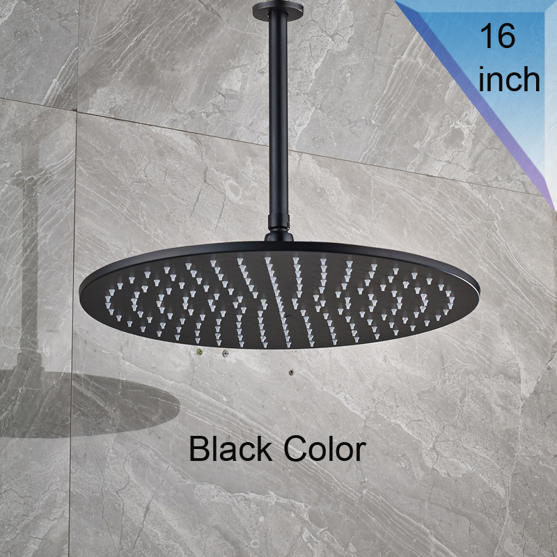 Ceiling Mounted Bathroom 16 inch Showerhead Black Round Bath Shower Faucet Head with Shower Arm Bathroom Accessory|shower head wall mount|steel showerstainless steel shower head - AliExpress