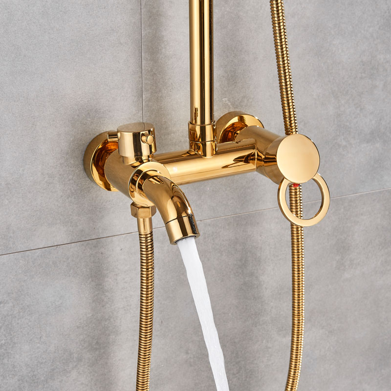 Golden Shower Set Faucet Single Handle 3 ways 8" Rainfall Shower Mixer with Handshower Waterfall Spout Bath Shower System|gold and silver shoes|faucet goldfaucet pump - AliExpress