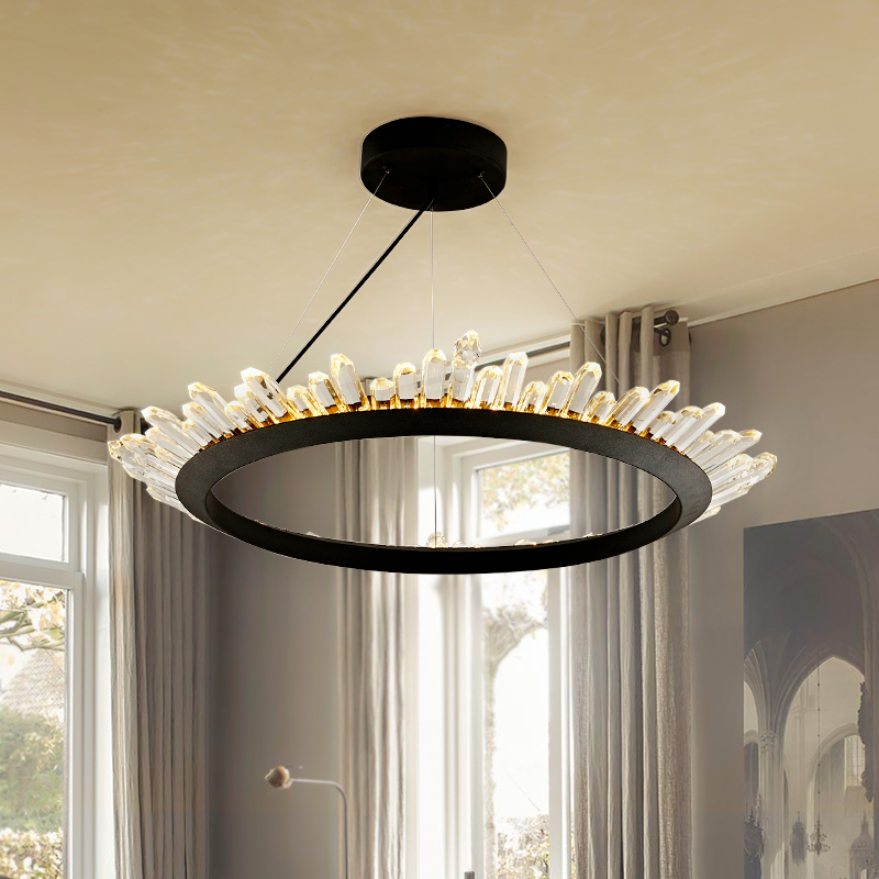 Postmodern LED chandelier hotel deco fixtures Round hanging lights bedroom pendant lamp living room suspension crystal luminaire|Pendant Lights|   - AliExpress