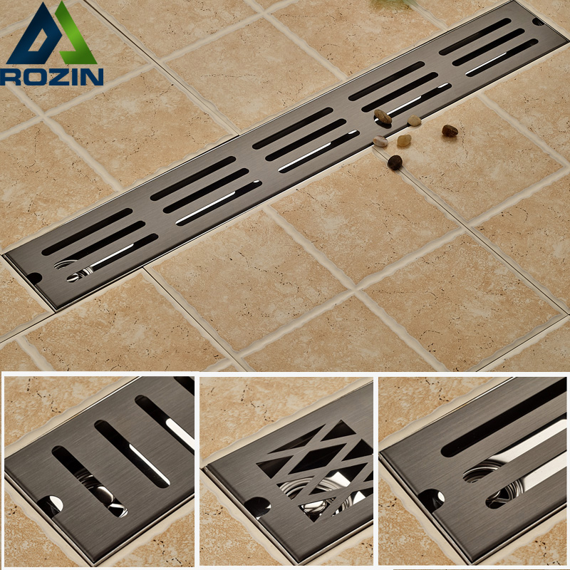 Oil Rubbed Bronze Bathroom Shower Floor Drain Stainless Steel 70cm Linear Long Bathroom Grate Channel Tile Drains|tile display|draintile shower floor drain - AliExpress