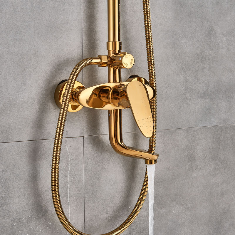 Luxury 8" inch Rainfall Bath Shower Set Faucet + Hand Shower Wall Mounted Rotate Spout Shower Mixer Tap Golden Shower Kits|bath shower set|shower setbath shower - AliExpress