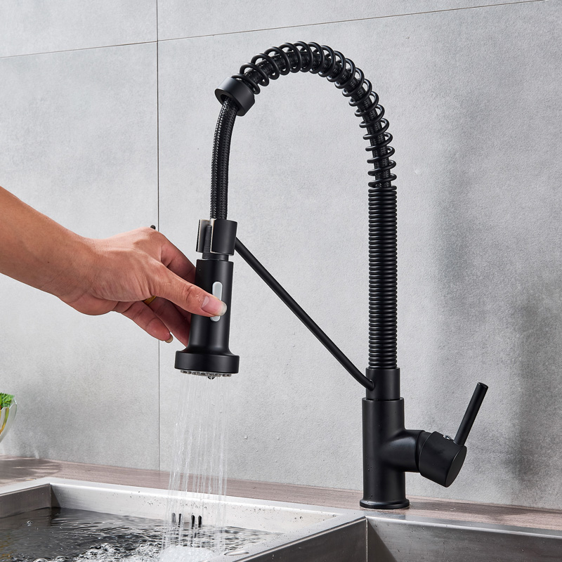 Black Pull Down Kitchen Sink Faucet Single Lever Stream Sprayer Kitchen Spout with Bracket Deck Mount Kitchen Mixers Kitchen Tap|faucet water|faucet sinkfaucet wrench - AliExpress