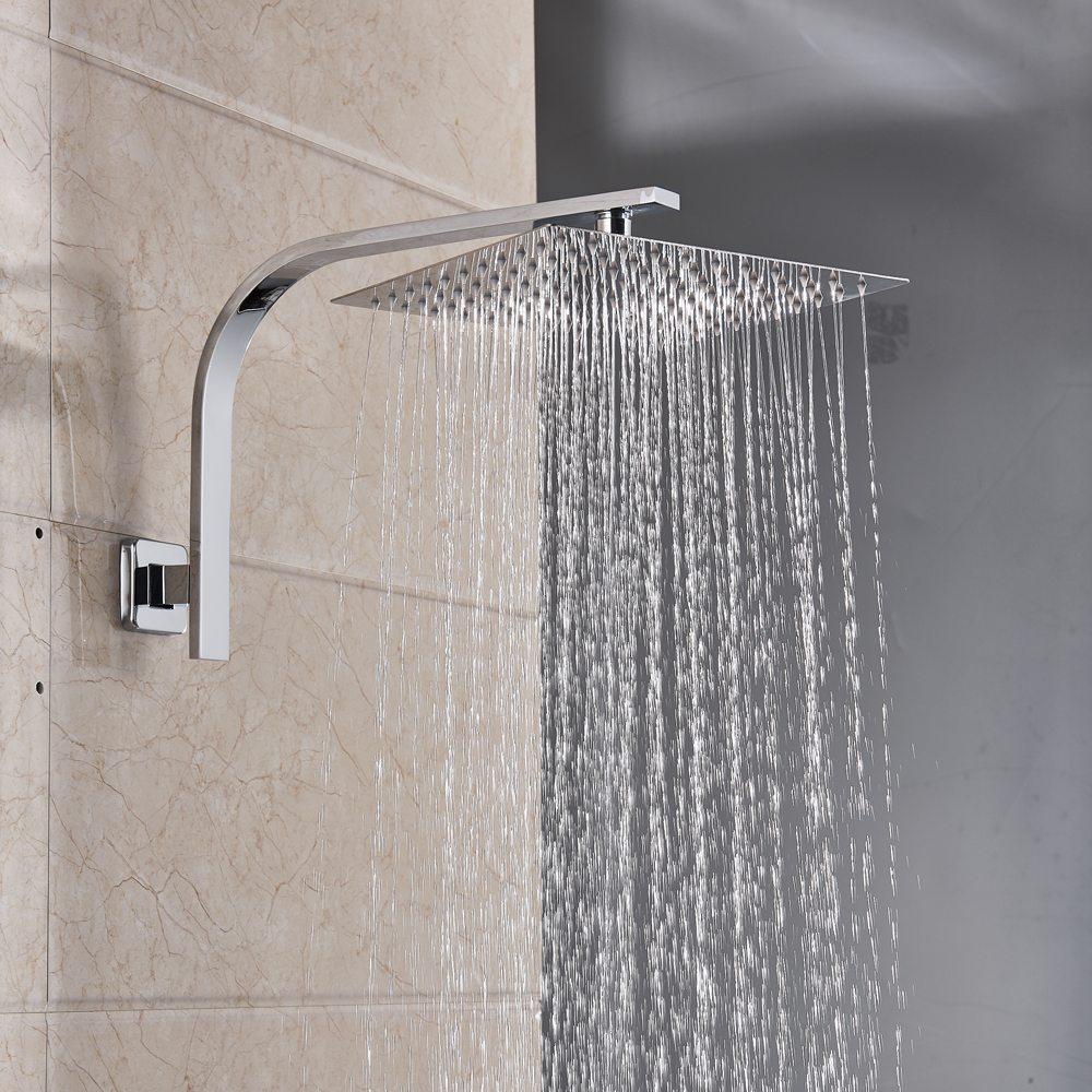 Square Wall Mount Shower Arm Stainless Steel Rainfall Shower Head Bathroom Shower Head Bracket Square Shower Pipe|chrome finished|bar barchrome bar - AliExpress