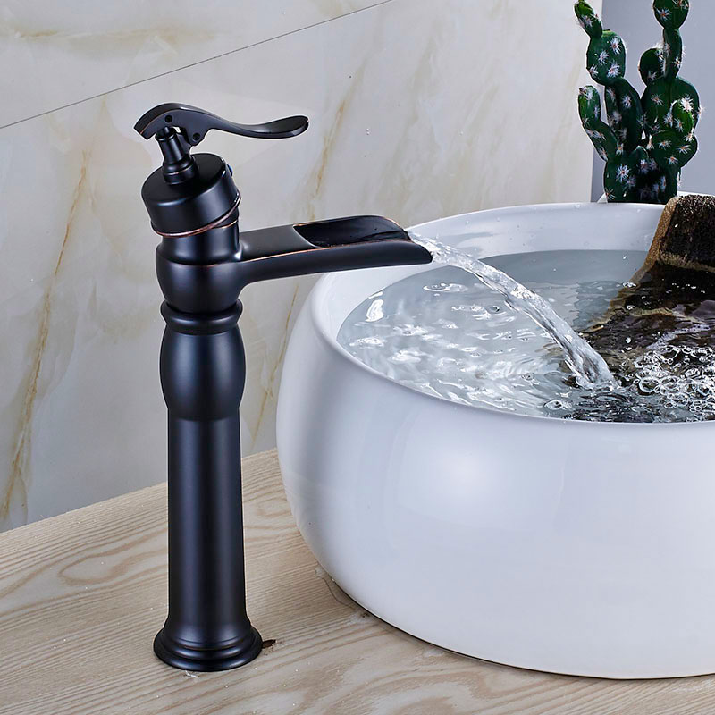 Deck Mounted Bathroom Waterfall Basin Sink Faucet Brushed Nickel Countertop Cold Hot Basin Mixer Tap Lavatory Sink Tap|vessel sink drain|sink drainbrass drain - AliExpress