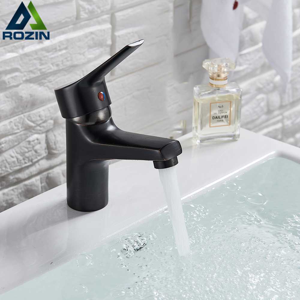 mini Stylish Bathroom Basin Faucet Brass Elegant Vessel Sink Water Tap Mixer Black Bronze Hot Cold Water Tap|Basin Faucets|   - AliExpress