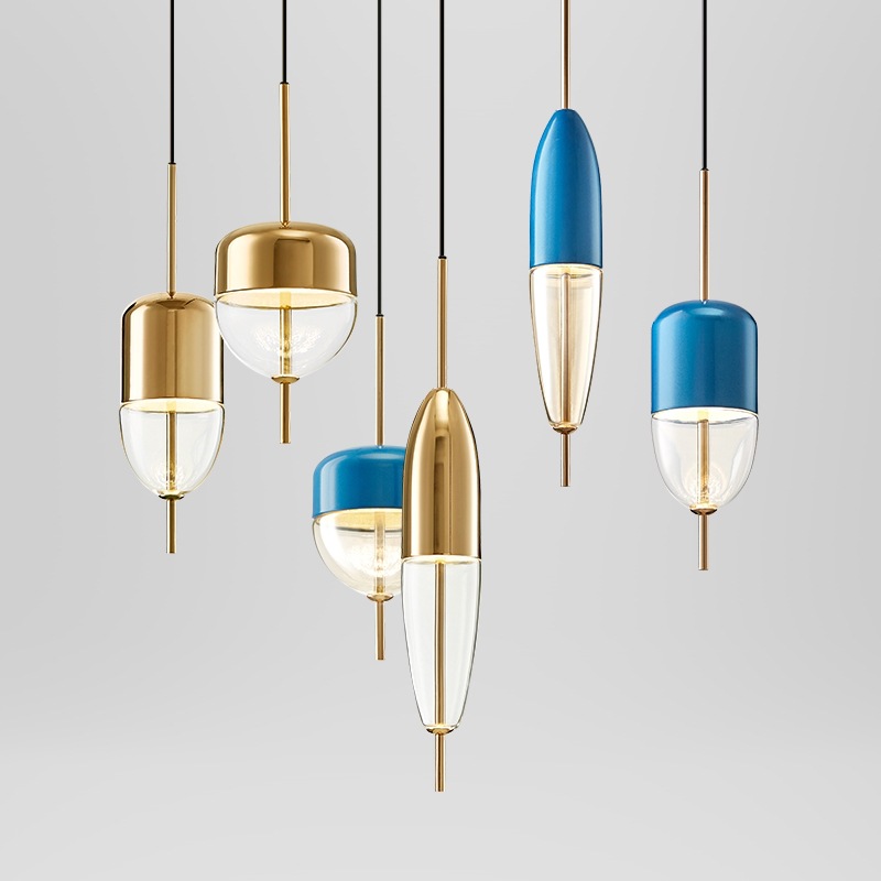 Postmodern blue/golden LED pendant lights living room hanging lamp Glass suspension luminaire restaurant bedroom fixtures|Pendant Lights|   - AliExpress