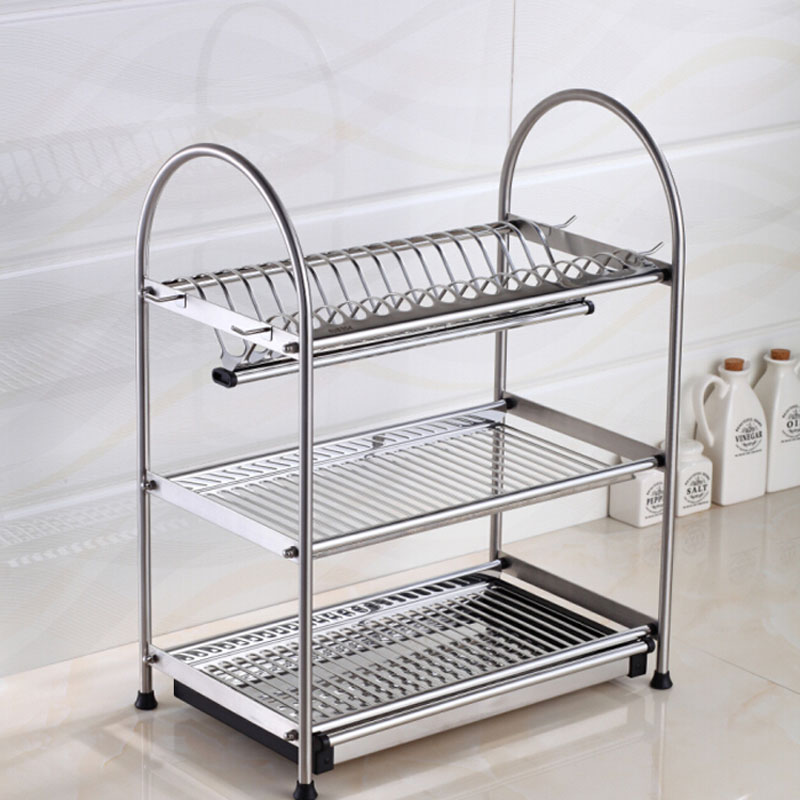 Stainless Steel 3 Tiers Kitchen Shelf 6 Hooks Set Pot Pan Hanger Deck Mount Kitchen Storage Organizer Cabinet Rack|rack organizer|rack cabinetrack kitchen - AliExpress