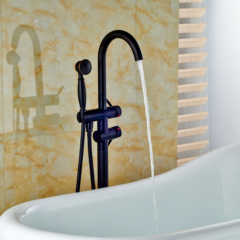 Black Bronze Floor Standing Bath Tub Faucet Free Standing Bath Shower Tub Filler  Brass Handshower Clawfoot Mixer Taps|tub faucet|bath tub faucettub filler - AliExpress