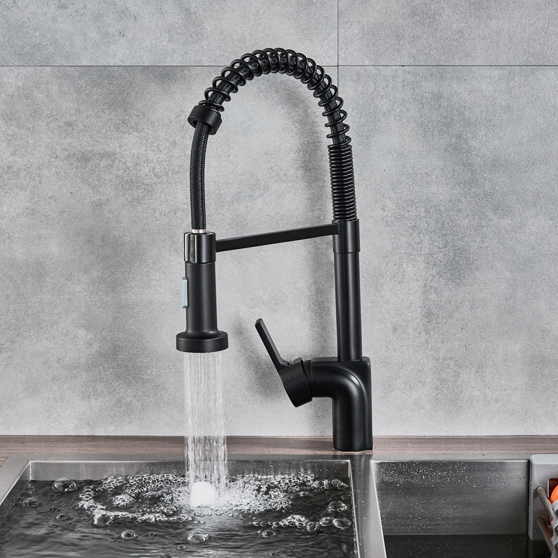 Matte Black Kitchen Faucet Pull Down Spout Kitchen Sink Faucet Single Handle Bathroom Kitchen Vanity Sink Tap Hot Cold Water Tap|Kitchen Faucets|   - AliExpress