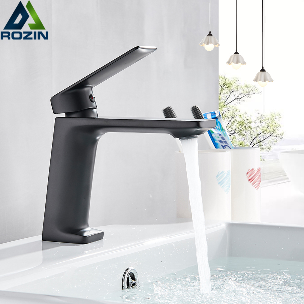 Matte Black Basin Faucet Bathroom Torneira Para Banheiro Faucet Basin Taps Deck Mounted  Brass Hot Cold Mixer Tap Crane|Basin Faucets|   - AliExpress