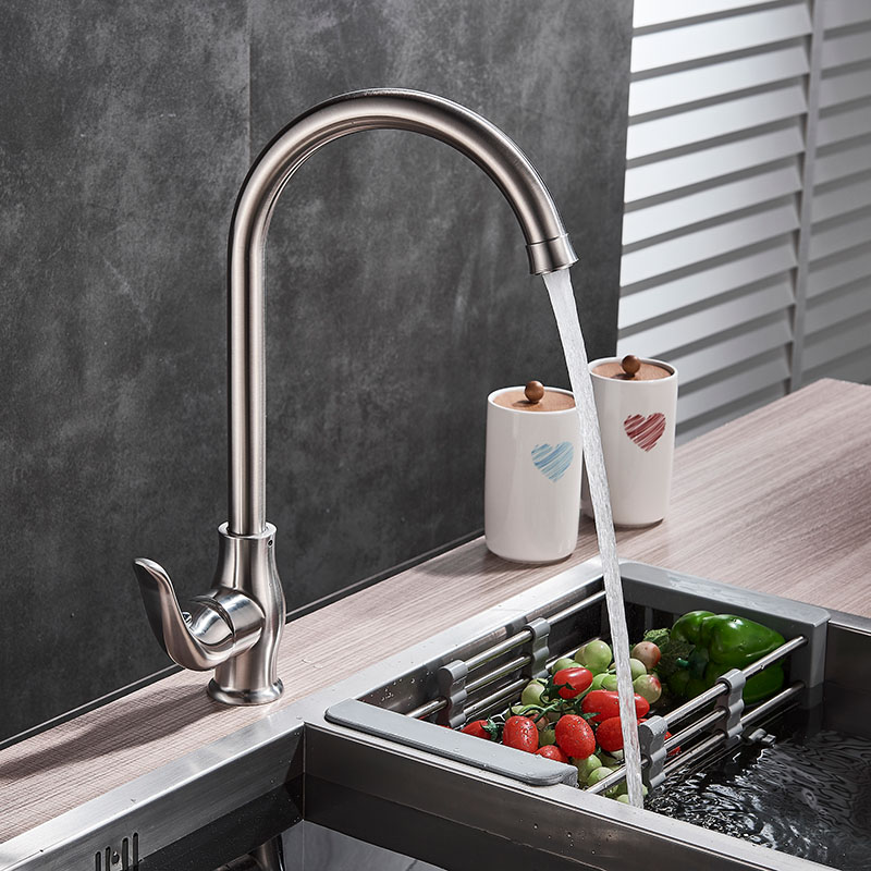 Brushed Golden Kitchen Sink Faucet 360 Degree Rotate Spout Single Handle Bathroom Kitchen Tap Cold and Hot Water Mixer Cranes|Kitchen Faucets|   - AliExpress