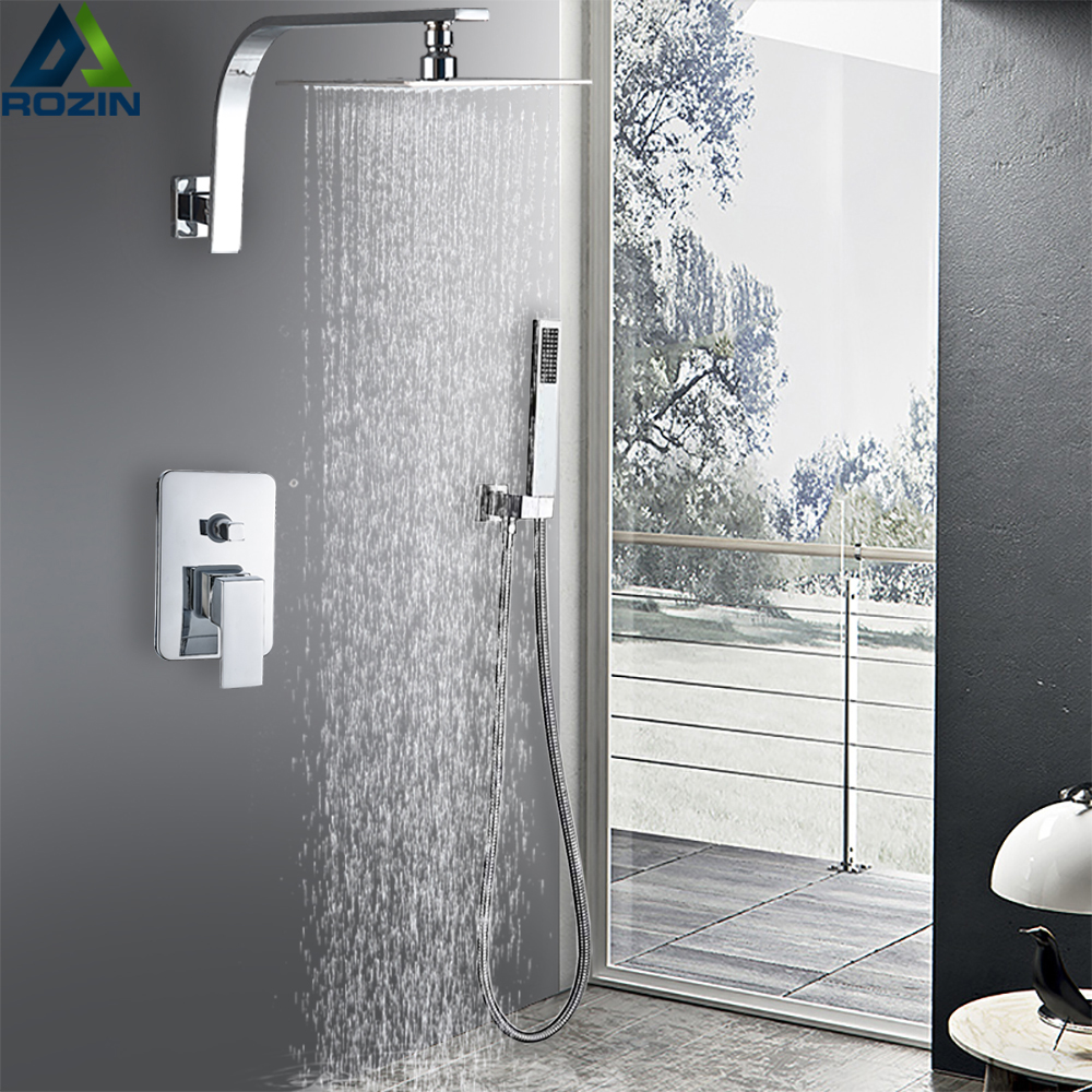 Wall Mounted Chrome Bathroom Shower Faucet Set Rainfall Head 2 ways Brass Mixer Taps Hand Shower Waterfall Rain Bathroom Faucets|square shower head|top shower headshower head - AliExpress