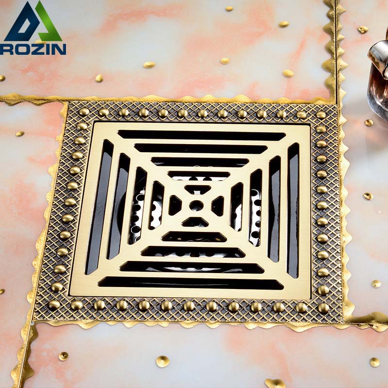 Brass Antique 15 * 15cm Square Anti odor Bathroom Floor Drain Large Flow Shower Grate Channel Waste Drain Square Water Drainer|shower grate|water drainerbathroom floor drain - AliExpress