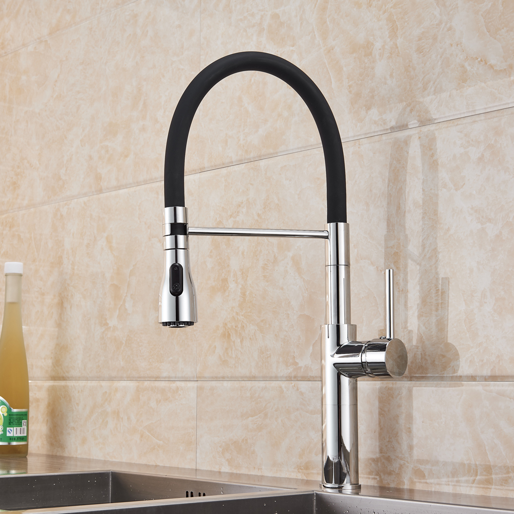 Kitchen Faucets Chrome Kitchen Sink Crane Deck Mount Pull Down Dual Sprayer Nozzle Torneira De Cozinha Mixer Water Taps|escutcheon plate|sink hole coverchrome finished - AliExpress