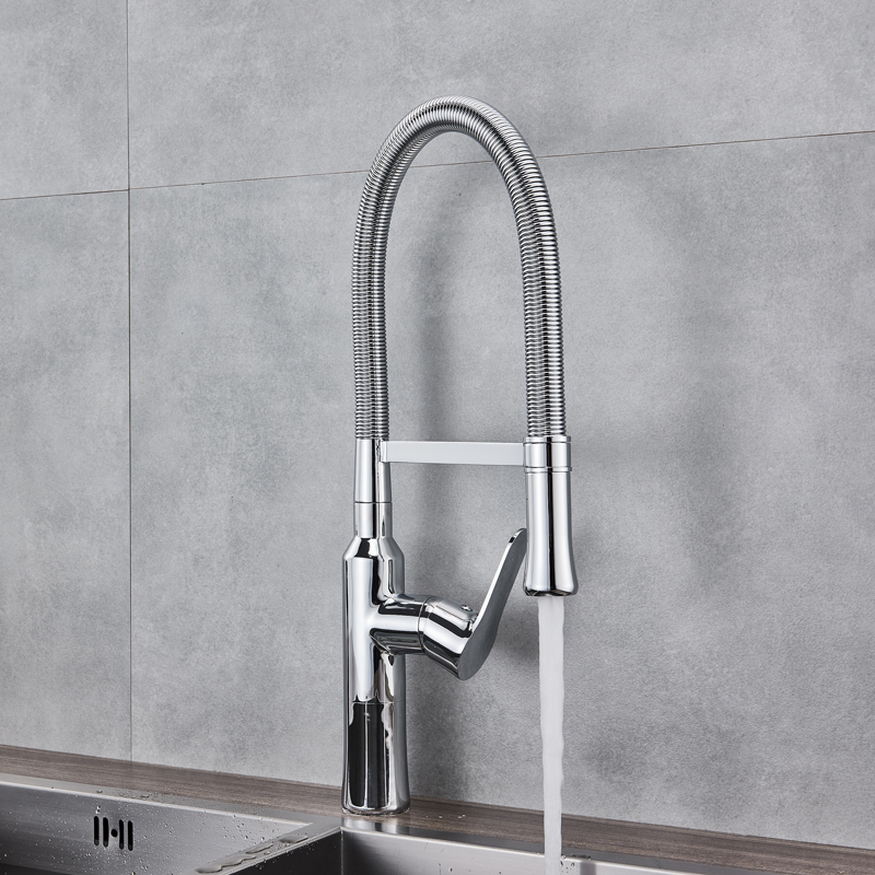 Flexible Pipe Kitchen Sink Faucet Chrome Pull Down Kitchen Mixer Faucet Swivel Spout Hot and Cold Water for Kitchen with Bracket|Kitchen Faucets|   - AliExpress