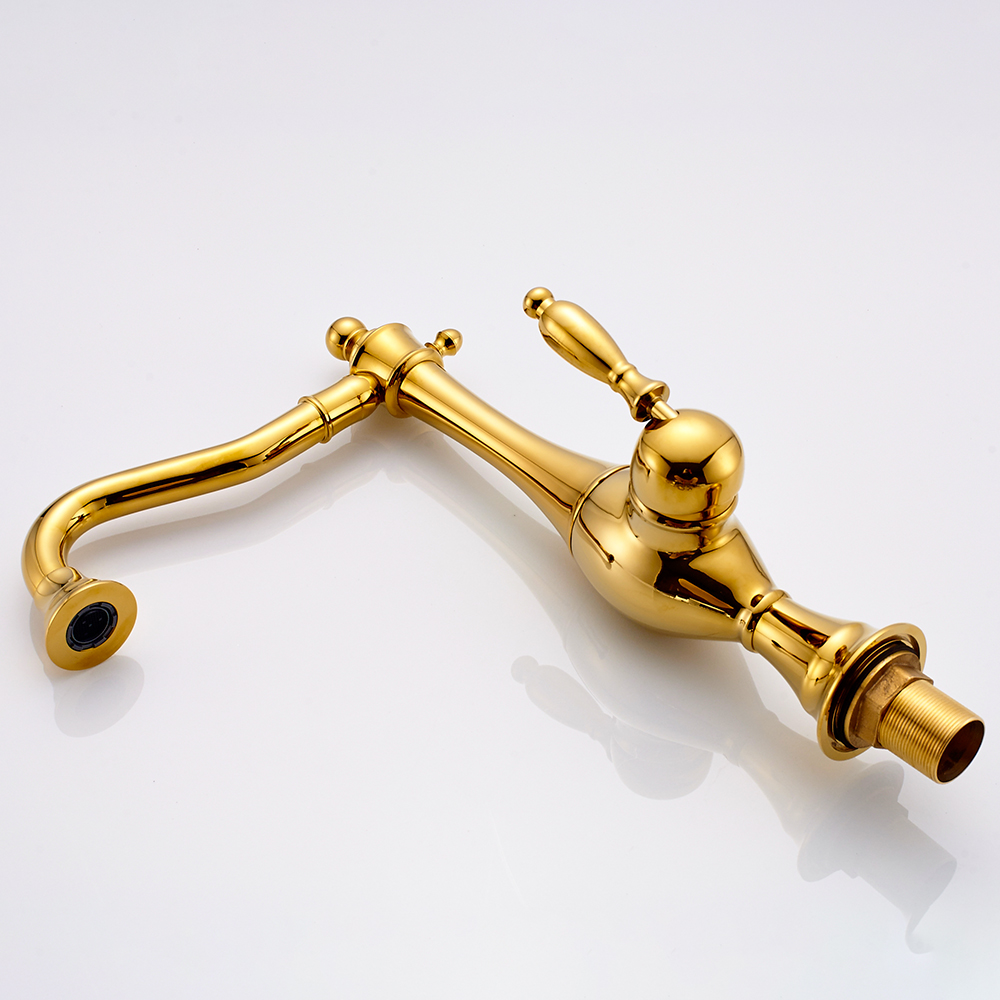 Swivel Spout Golden Basin Faucet Single Handle Brass Cold and Hot Mixer Tap Bathroom Kitchen Mixer Tap torneira da cozinha|Basin Faucets|   - AliExpress