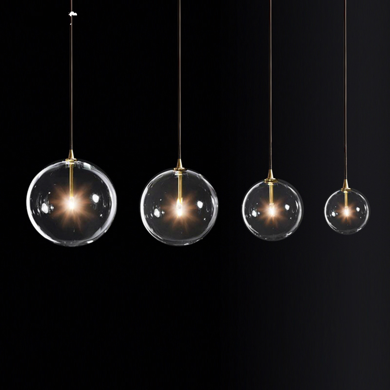 Led luminaire Glass lighting Loft Casual Transparent Living Room fixtures Bedroom Round Ball G9 pendant lights|Pendant Lights|   - AliExpress