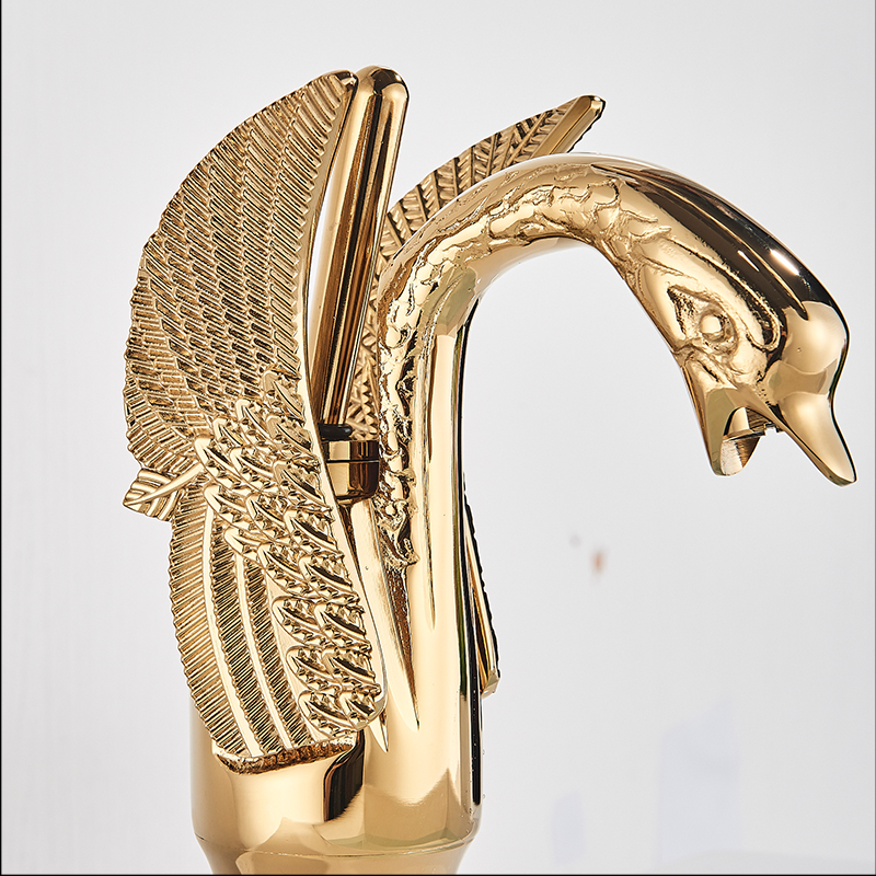 Golden Basin Faucet Brass Deck Mount Bathroom Faucets Swan Shape Single handle Lavatory Sink Hot Cold Water Mixer Taps|faucet thermostatic|faucet extensionplate lifter - AliExpress