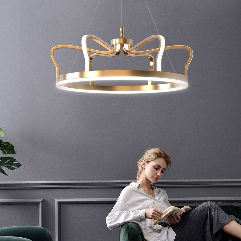 68W 92W Gold LED Chandelier Lighting For Bedroom Kids Living Room Luxury Hanging Lamp Modern Nordic Crown Creative Chandeliers|Chandeliers|   - AliExpress