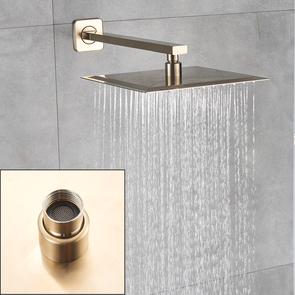 Brushed Golden Wall Mounted 8" Rainfall Bath Shower Faucet Set with Handshower Single Handle Rain Shower Mixer Tap|set necklace|set trayfaucet ceramic - AliExpress