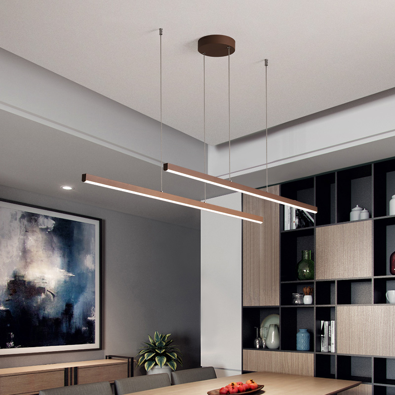 Nordic LED Chandelier Lighting For Dining Room Bar Coffee Shop Long Hanging Light Reataurant Office Modern Brown Pendant Lamp|Pendant Lights|   - AliExpress