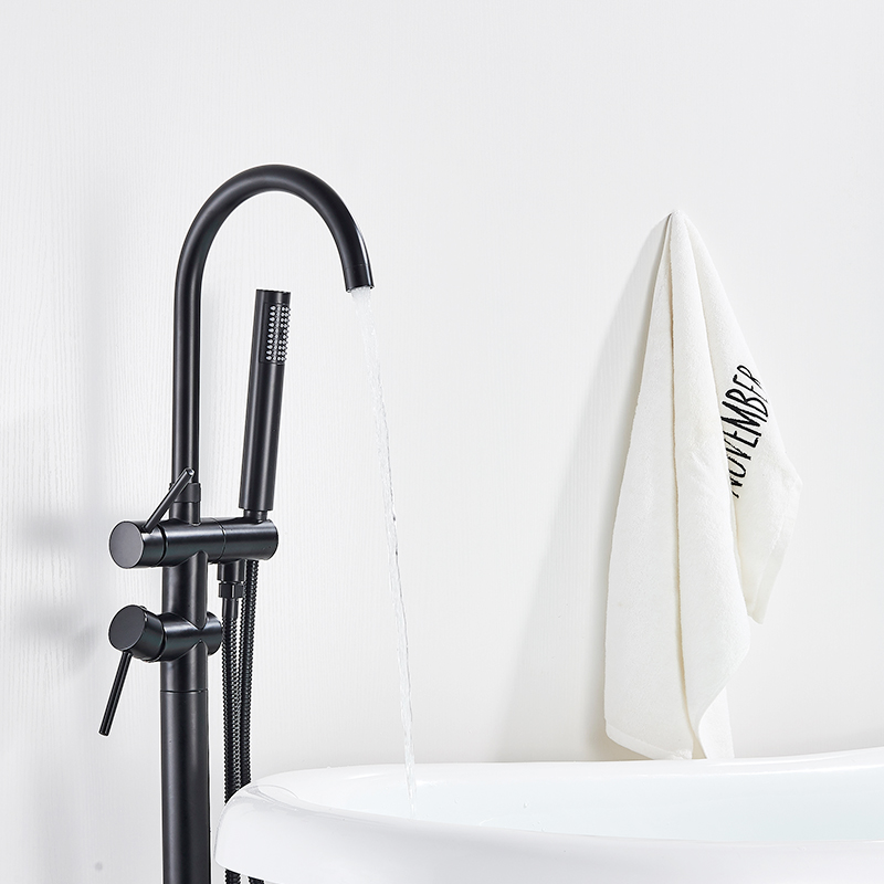 rozin Black Floor Standing Bathtub Faucet 7 Colors Free Standing Bathroom Shower Faucet Swivel Spout Cold Hot Water Mixer Tap|faucet screen|tap wrenchfaucet tap - AliExpress