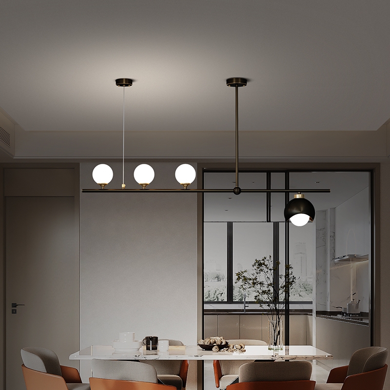 Copper Luxury Dining Living Room Chandelier Glass Ball Postmodern LED Pendant Lamp Bar Coffee Shop Restaurnat Long Hanging Light|Pendant Lights|   - AliExpress