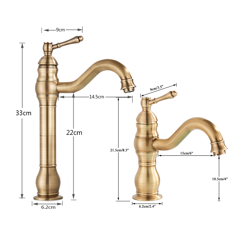 Rozin Antique Brass Basin Faucet 5 Colors Deck Mounted Single Handle Bathroom Crane Long Spout Lavatory Sink Hot Cold Mixer Tap|Basin Faucets|   - AliExpress