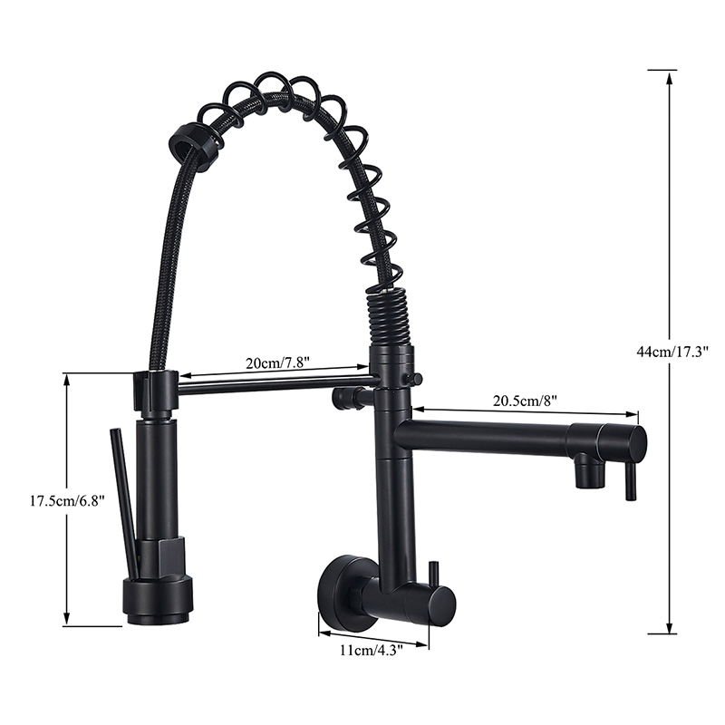 Rozin Matte Black Pull Down Kitchen Faucet Single Cold Water Dual Spouts Kitchen Tap 4 Colors Wall Mounted ABS Nozzle Crane|Kitchen Faucets|   - AliExpress