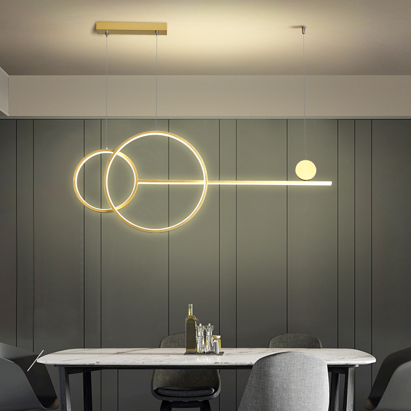 LED Modern Simple Chandelier Restaurant Bar Black White Gold Long Pendant Lamp Dining Room Coffee Shop Round Rings Hanging Light|Pendant Lights|   - AliExpress