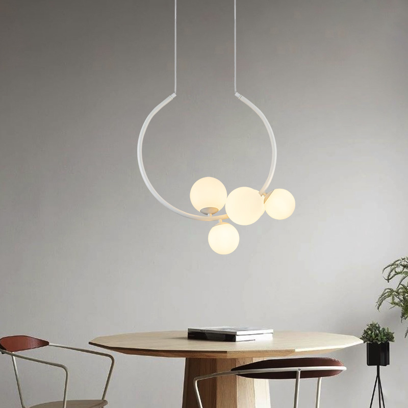 Black / White Simple Chandelier Dining Room Creative Glass Ball LED Pendant Lamp Restaurant Bar Coffee Designer Hanging Light G9|Pendant Lights|   - AliExpress