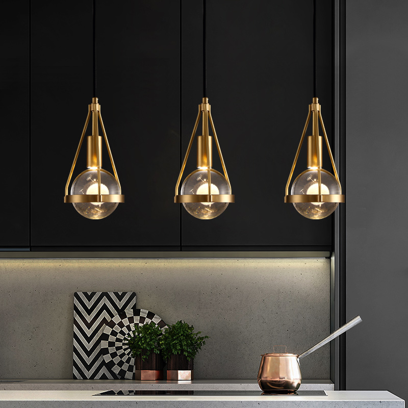 Copper Luxury LED Pendant Light Bedroom Bedside Modern Creative Hanging Lamp Coffee Shop Bar Dining Single Head Glass Fixtures|Pendant Lights|   - AliExpress