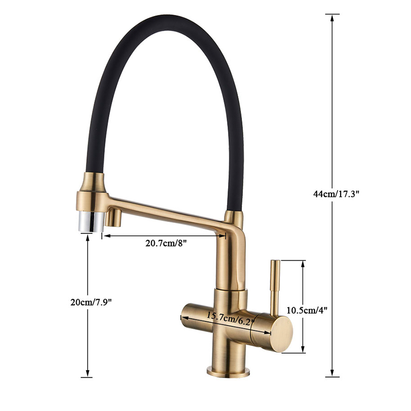 rozin Filter Kitchen Faucet Brushed Gold 360 Swivel Pure Water Faucets for Kitchen Black Pull Down Purification Water Mixer Tap|Kitchen Faucets|   - AliExpress