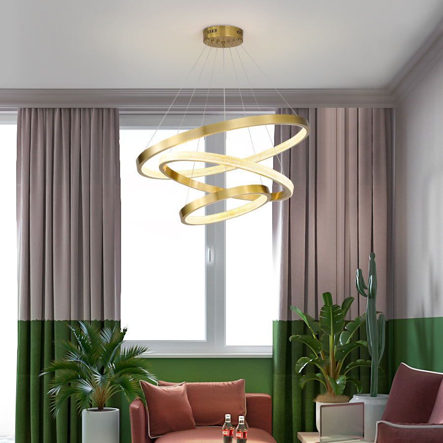 Modern Luxury LED Chandelier lighting Living room Hanging Lights dining room Pendant lamps Bedroom Gold Ring Acrylic Fixtures|Pendant Lights|   - AliExpress