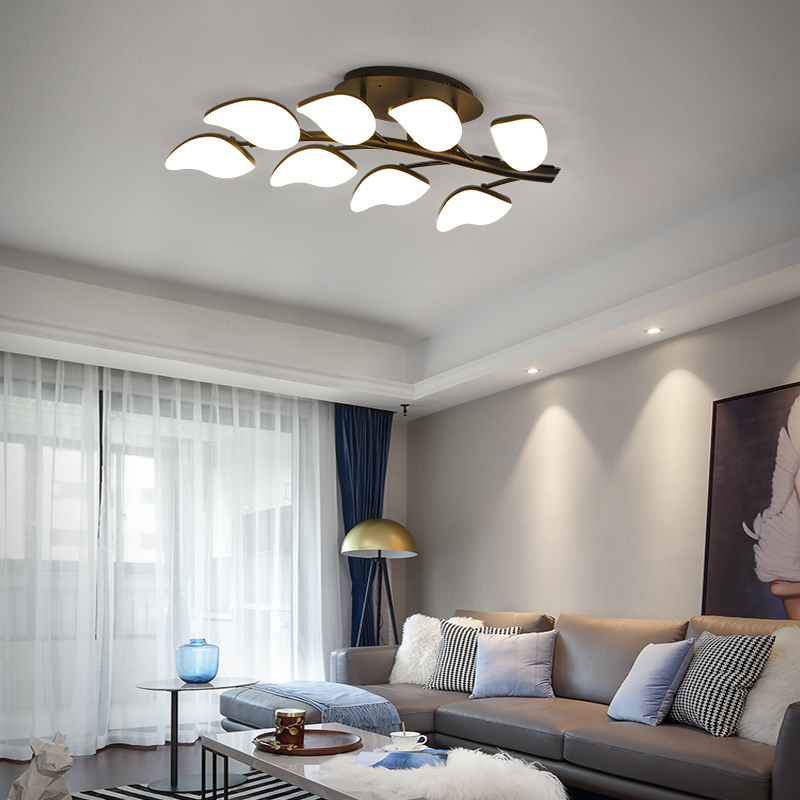 Creative Leaf Black LED Ceiling Light Acrylic Modern Flush Panel Lamp For Living Dining Room Bedroom Home Deco AC90V   260V|Ceiling Lights|   - AliExpress