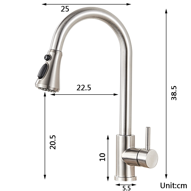 Rozin Brushed Nickel Kitchen Faucets Third Generation Pull Out Kitchen Mixer Facuet 3 Outlet Water Mode Spout Hot Cold Mixer Tap|Kitchen Faucets|   - AliExpress