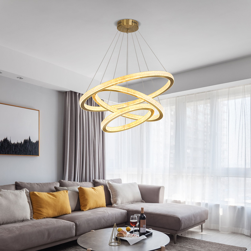 Modern Luxury LED Chandelier lighting Living room Hanging Lights dining room Pendant lamps Bedroom Gold Ring Acrylic Fixtures|Pendant Lights|   - AliExpress