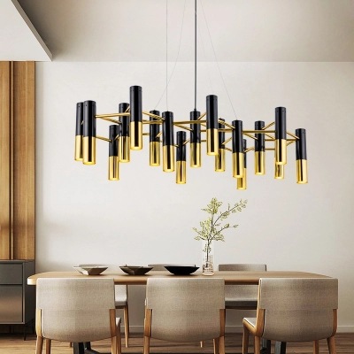 Postmodern LED Chandelier Aluminum Black Plus Gold Hanging Lamp Living Room Restaurant Bedroom Lighting Fixtures AC90V   260V|Chandeliers|   - AliExpress