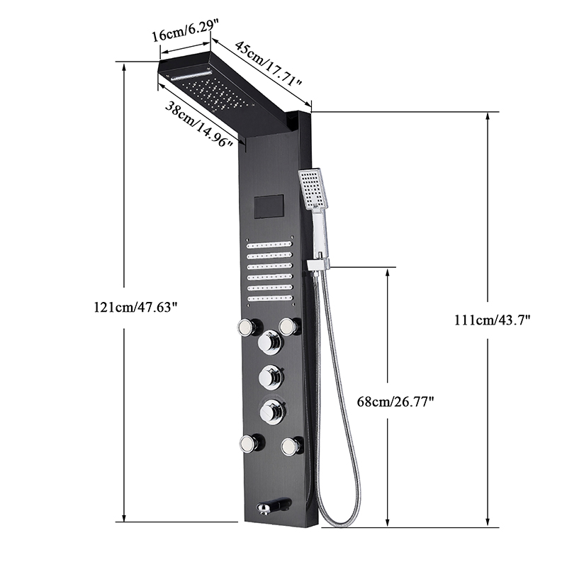 LED Light Shower Panel Faucet Waterfall Rain Shower Head SPA Massage Jets Shower Column Tower Digital Water Temperature Display|waterfall rain|thermostatic mixer showershower panel - AliExpress