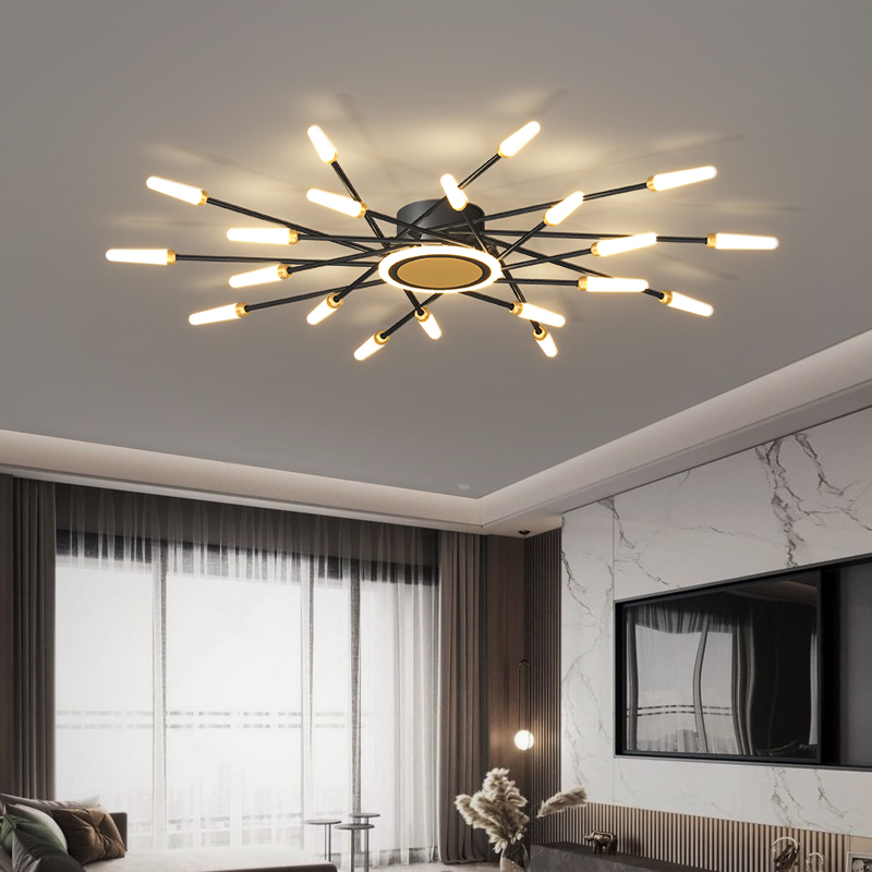 Living Room LED Chandelier Ceiling Black Add Gold Dining Bedroom Creaive Hanging Lights Home Deco Simple Modern Nordic Fixtures|Chandeliers|   - AliExpress