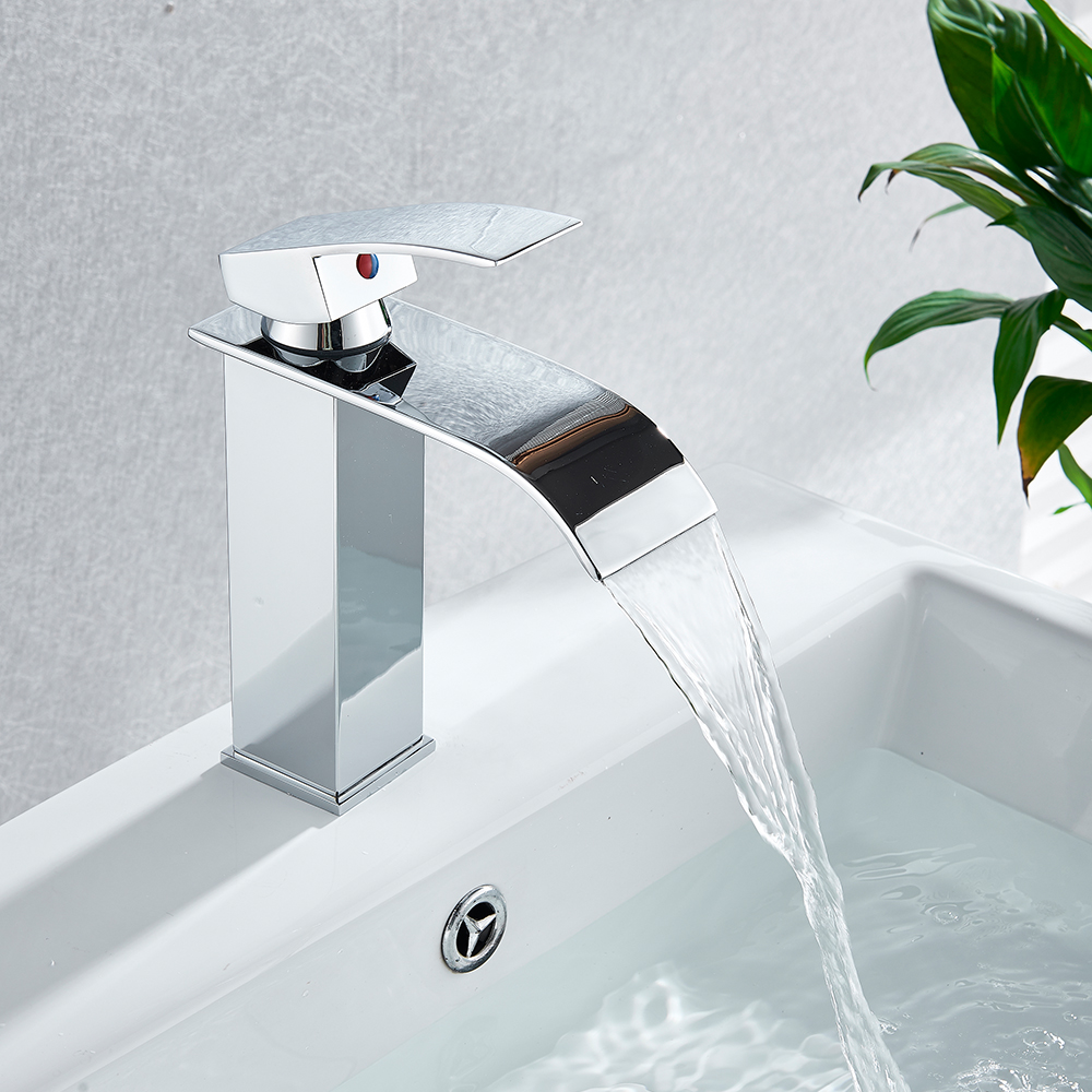 Rozin Waterfall Bathroom Sink Faucet Deck Mount Hot Cold Water Basin Mixer Taps Polished Chrome Lavatory Sink Tap|mount link|faucet reviewsmount - AliExpress