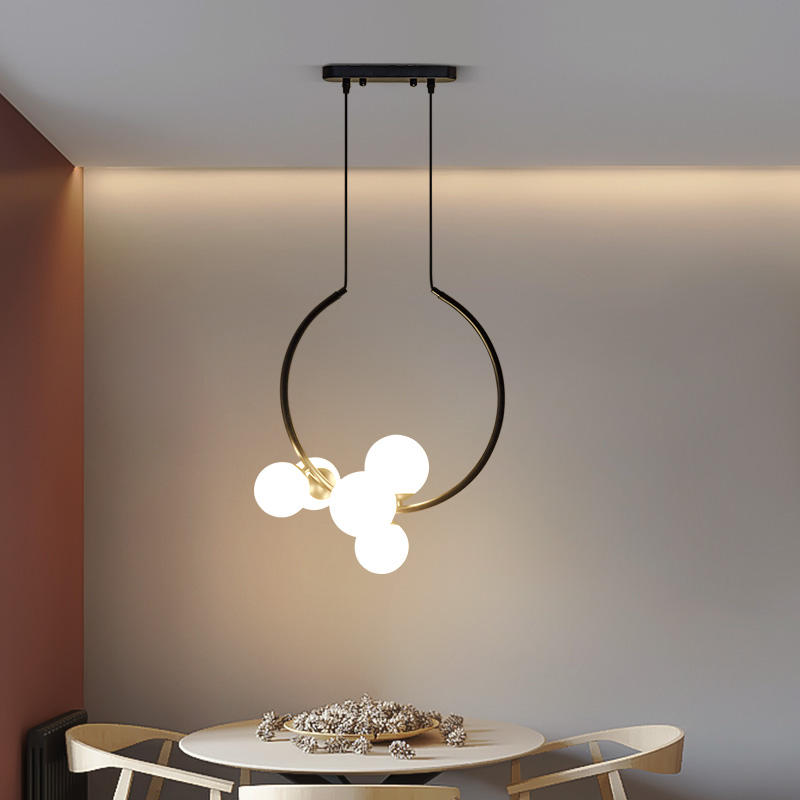 Black / White Simple Chandelier Dining Room Creative Glass Ball LED Pendant Lamp Restaurant Bar Coffee Designer Hanging Light G9|Pendant Lights|   - AliExpress