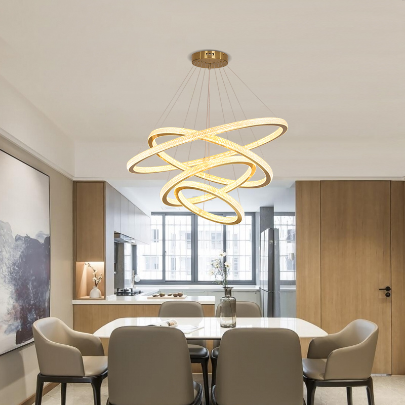 Modern Luxury LED Chandelier lighting Living room Hanging Lights dining room Pendant lamps Bedroom Gold Ring Acrylic Fixtures|Pendant Lights|   - AliExpress