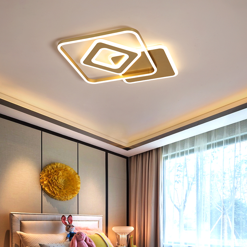 Gold Modern LED Ceiling Light Round Square Simple Surface Mount Ceiling Lamp With Remote Control For Living Dining Room Bedroom|Ceiling Lights|   - AliExpress