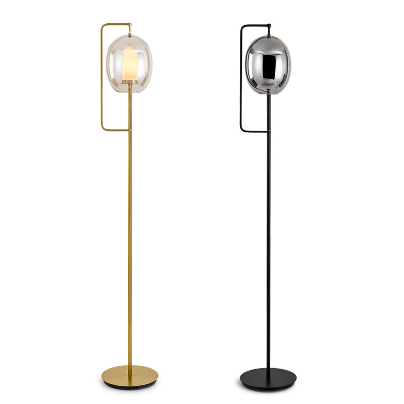 Nordic Black/Golden LED floor lamp bedroom home deco standing lighting living room fixtures Iron Glass vertical luminaires|Floor Lamps|   - AliExpress