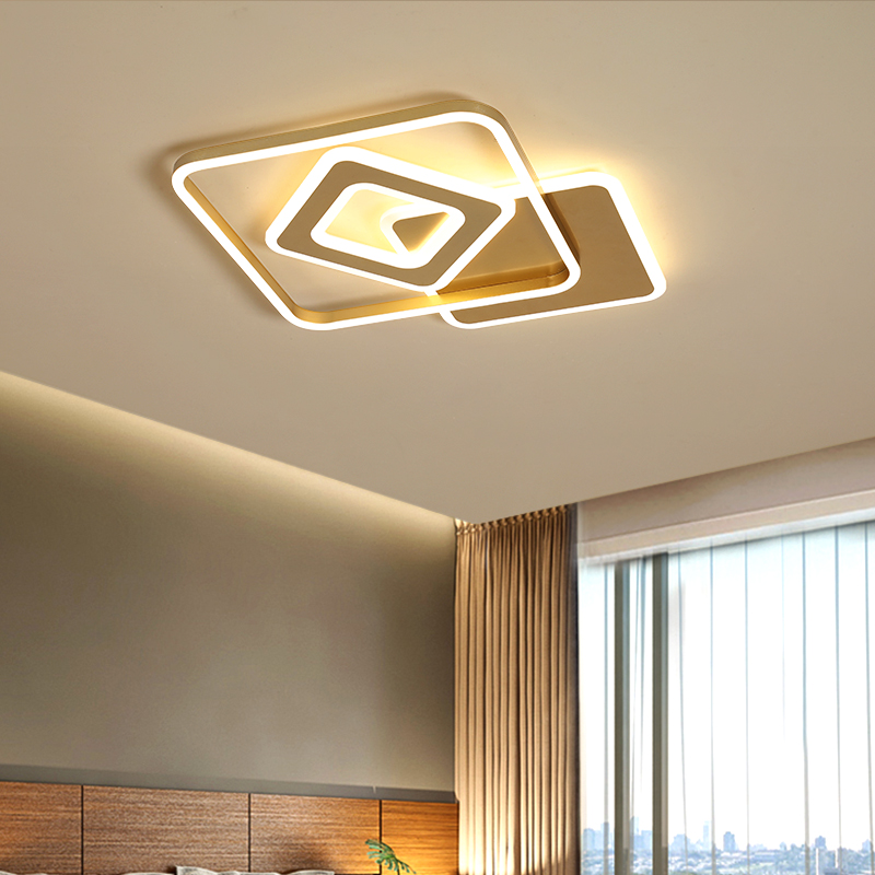 Gold Modern LED Ceiling Light Round Square Simple Surface Mount Ceiling Lamp With Remote Control For Living Dining Room Bedroom|Ceiling Lights|   - AliExpress