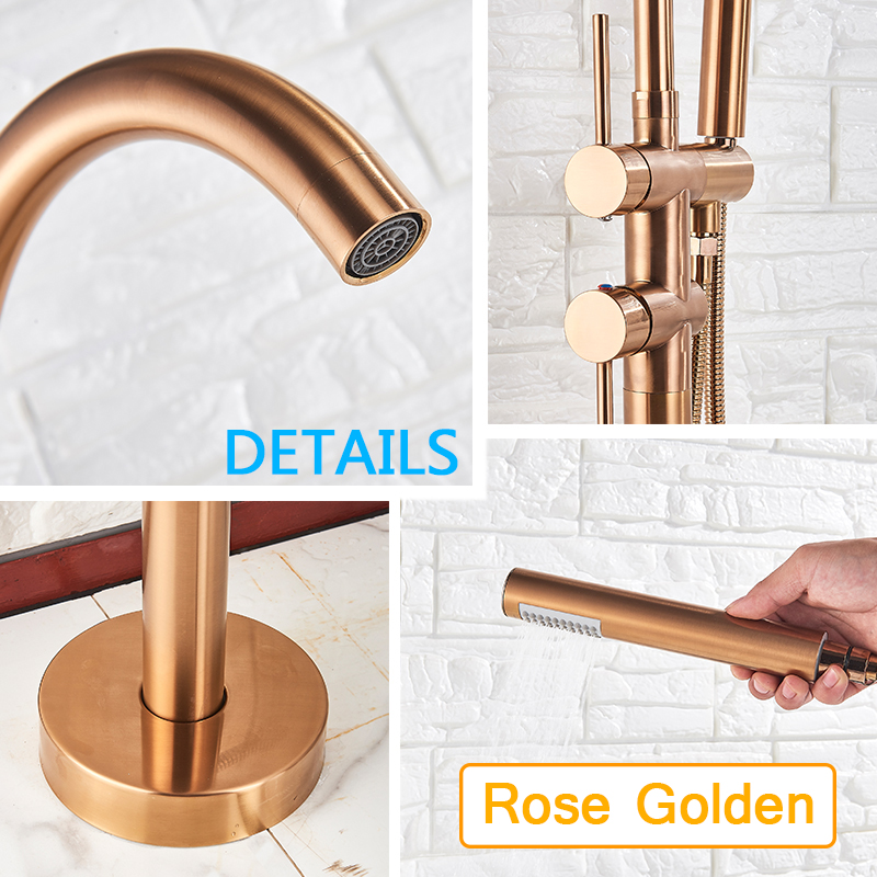 rozin Black Floor Standing Bathtub Faucet 7 Colors Free Standing Bathroom Shower Faucet Swivel Spout Cold Hot Water Mixer Tap|faucet screen|tap wrenchfaucet tap - AliExpress