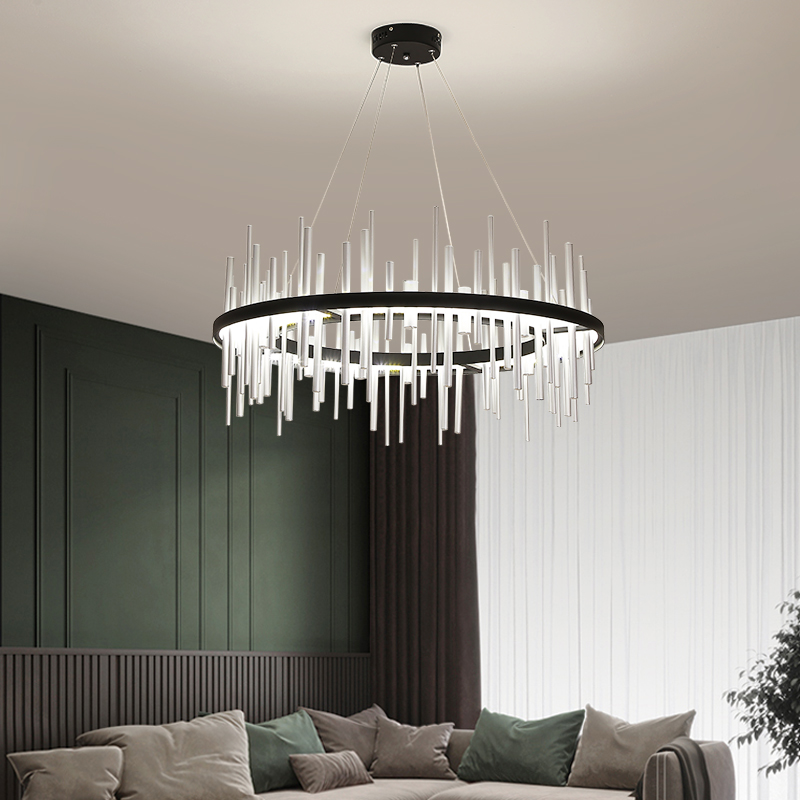 Silver Postmodern LED Chandelier Lighting Dining Living Room Round Luxury Hanging Lamp Lobby Designer New Luminaires AC90V 260V|Chandeliers|   - AliExpress